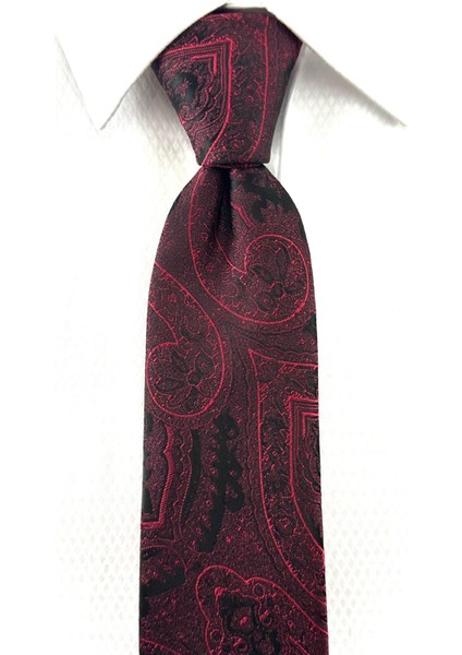 Siyah Bordo Şal Desenli Mendilli Kravat fiyatları