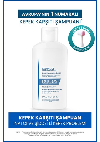 Kelual Ds Inatçı Kepeğe Karşı Şampuan 100 ml x Yüz Temizleme Fırçası