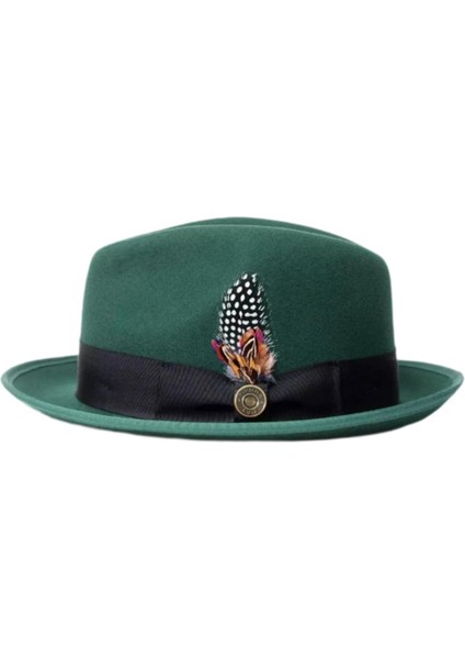 Fedora Şapka Trilby Şapka Düğün Günlük/resmi Parti Kostüm Aksesuarı Yeşil (Yurt Dışından)