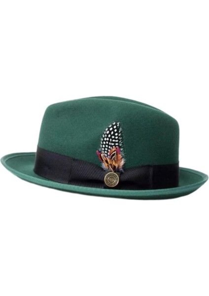 Fedora Şapka Trilby Şapka Düğün Günlük/resmi Parti Kostüm Aksesuarı Yeşil (Yurt Dışından) fiyatları