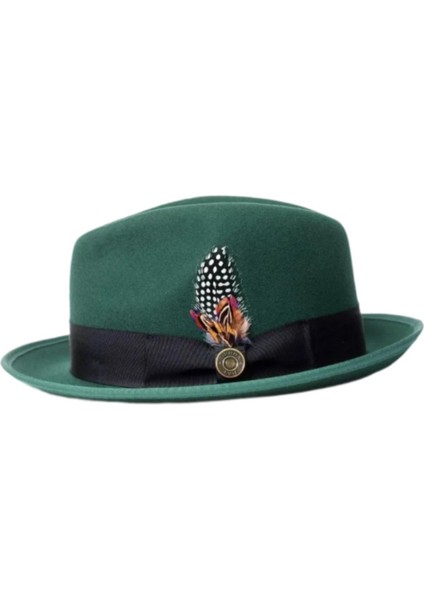 Fedora Şapka Trilby Şapka Düğün Günlük/resmi Parti Kostüm Aksesuarı Yeşil (Yurt Dışından) modelleri