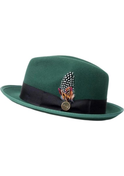 Fedora Şapka Trilby Şapka Düğün Günlük/resmi Parti Kostüm Aksesuarı Yeşil (Yurt Dışından) fırsatları