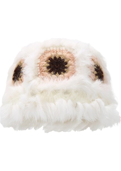 Günlük Şapka Yuvarlak Şapka Sevimli Sıcak Peluş Balıkçı Şapkası Yüzünü Göster Küçük Kova Şapka Kürklü Şapka (Yurt Dışından)