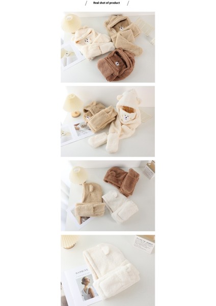 Sevimli Ayı Şapka Atkı Eldiven Hepsi Bir Arada Set Kış Sıcak Kulak Koruma Peluş Şapka (Yurt Dışından) fiyatları