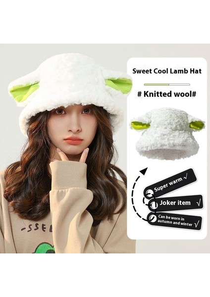 Koyun Modelleme Şapkası Moda Gösteri Yüzü Küçük Sonbahar ve Kış Örme Şapka (Yurt Dışından)
