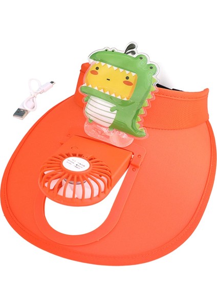 Güneş Şı Dahili Fan Ayarlanabilir Hız Geniş Siperlik USB Şarjlı Güneş Fan Ş Turuncu Dinozor (Yurt Dışından) fiyatları