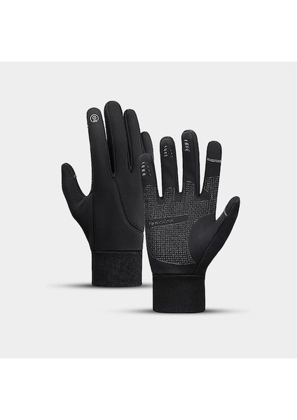 Yyw-Cc Açık Hava Sporları Kadife Dokunmatik Ekran Sıcak Kayak ve Erkekler ve Kadınlar Için Rüzgar Geçirmez ve Su Geçirmez Eldivenler-Siyah (Yurt Dışından)