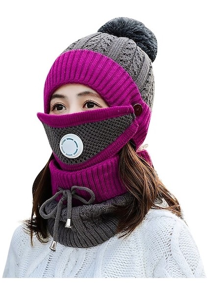 Kadın Solunum Maskeli Boyunluk Şapka Set (Yurt Dışından)