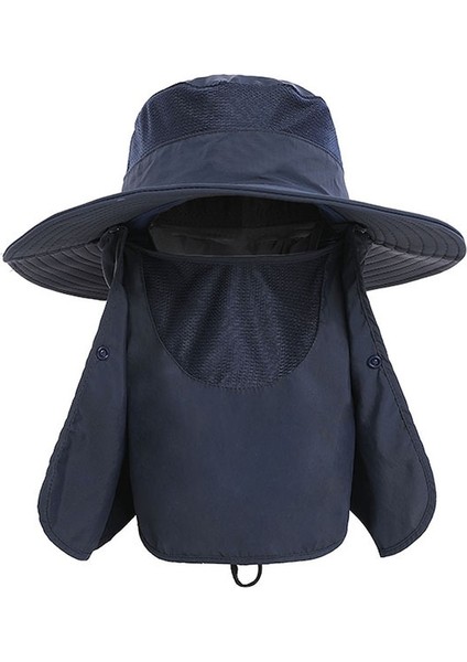 Nefes Alabilen Kumaş Erkek Yüz Kaplayan Balıkçı Şapkası - Mavi (Yurt Dışından)