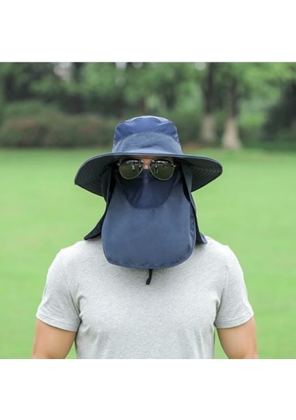 Nefes Alabilen Kumaş Erkek Yüz Kaplayan Balıkçı Şapkası - Mavi (Yurt Dışından) fırsatları