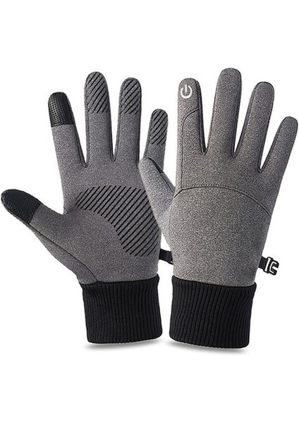 Yyl-Cc Termal Eldiven Spor Bisiklet Rüzgar Geçirmez ve Su Geçirmez Dokunmatik Ekran Eldiveni-Gri (Yurt Dışından)