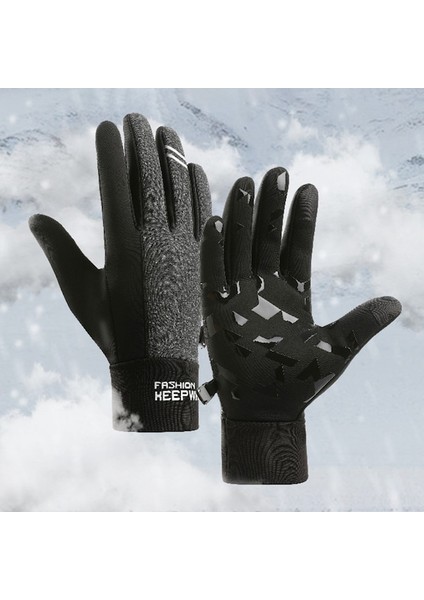 Unisex Eldiven Peluş Astar Kaymaz Su Geçirmez Eldiven 001 (Yurt Dışından)