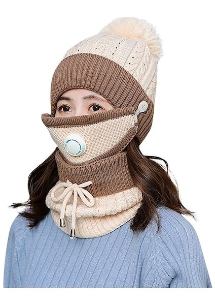 Kadın Solunum Maskeli Boyunluk Şapka Set (Yurt Dışından)