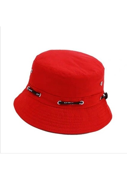 Kkp-Cc 2'li Ayarlanabilir Pamuklu Outdoor Balıkçı Şapkası-Kırmızı (Yurt Dışından)