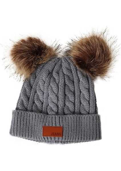 Çocuk Ponponlu Örgü Şapka Eldiven Boyunluk Takım Seti (Yurt Dışından) indirimleri