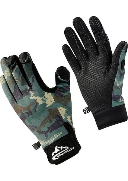 Kkr-Cc Açık Hava Balıkçılık Eldiveni Dokunmatik Ekran Çubuk Kavrama Kaymaz Eldiven Artı Kadife Rüzgar Geçirmez ve Soğuğa Dayanıklı-Yeşil (Yurt Dışından)