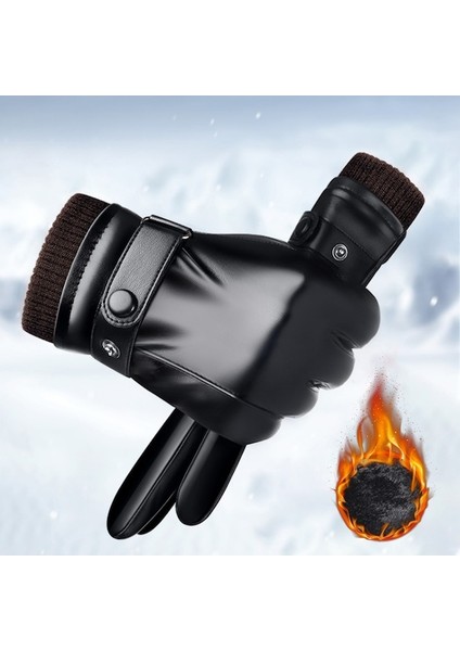 Kış Rüzgar Geçirmez Dokunmatik Ekran Suni Deri Bisiklet Eldiven 001 (Yurt Dışından) fiyatları