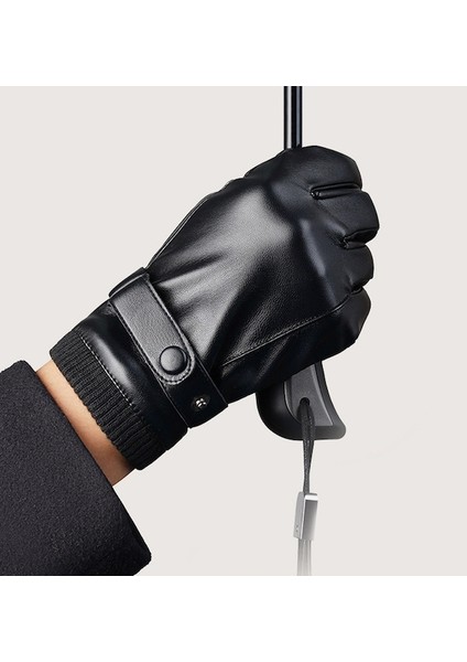 Kış Rüzgar Geçirmez Dokunmatik Ekran Suni Deri Bisiklet Eldiven 001 (Yurt Dışından) fırsatları