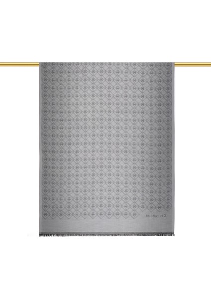 Gri Monogram Desen Jakarlı Ipek Şal fiyatları