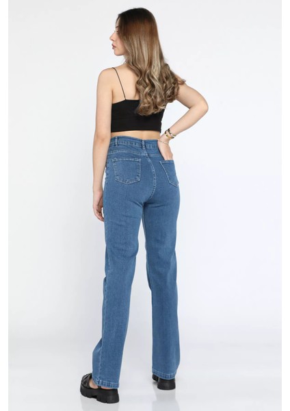 Yüksek Bel Likralı Palazzo Kadın Jean Kot Pantolon P-00009009 indirimleri