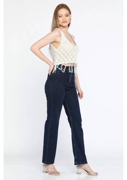 Yüksek Bel Likralı Palazzo Kadın Jean Kot Pantolon P-00009009 fiyatları