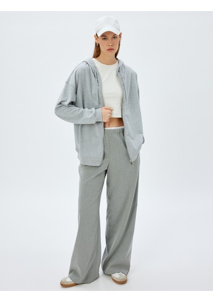 Uzun Kollu Üç Iplik Pamuklu Fermuarlı Kapşonlu Sweatshirt fiyatları