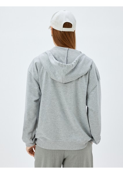 Uzun Kollu Üç Iplik Pamuklu Fermuarlı Kapşonlu Sweatshirt fırsatları