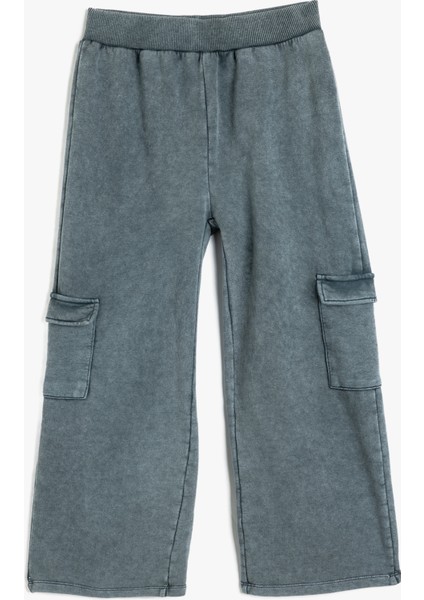 Kargo Pantolon Geniş Paça Beli Lastikli