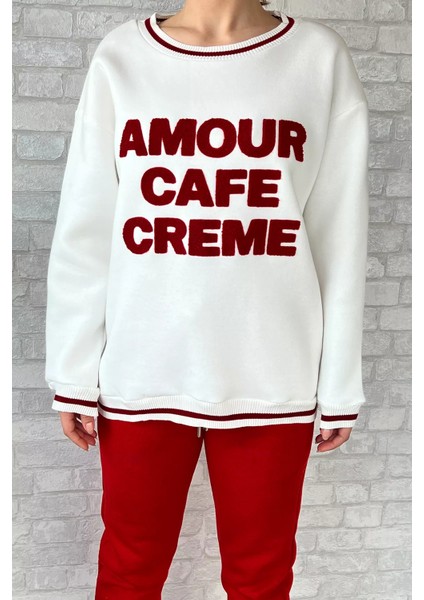 Kadın Bisiklet Yaka Yazı Nakışlı Şardonlu Eşofman Takımı fırsatları