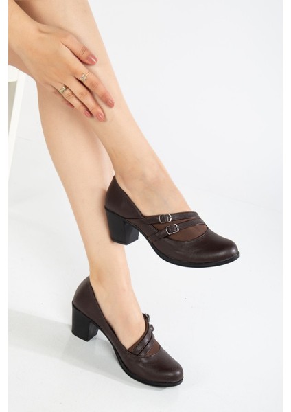 Lodi Kadın Kahve Cilt Topuklu Ayakkabı