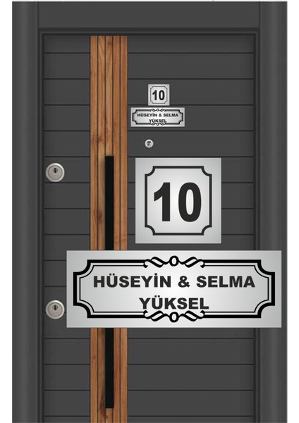 Kapı Isimliği Klasik Ev Dış Kapı Isimliği Çelik Kapı Isimliği Gümüş 01