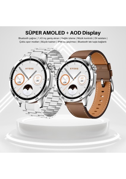 Watch 4 Curved Amoled Ekran 2 Kordon S40 Akıllı Saat Akıllı Saat Ios ve Android Uyumlu