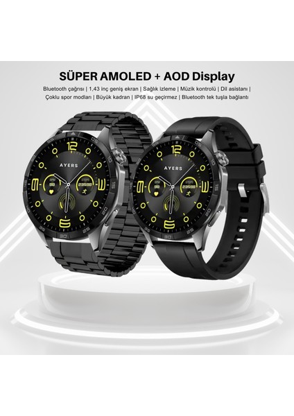 Watch 4 Curved Amoled Ekran 2 Kordon S40 Akıllı Saat Akıllı Saat Ios ve Android Uyumlu