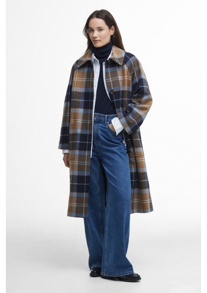 Kira Tartan Wool Palto BE31 Sky Dress Tartan/dark Navy