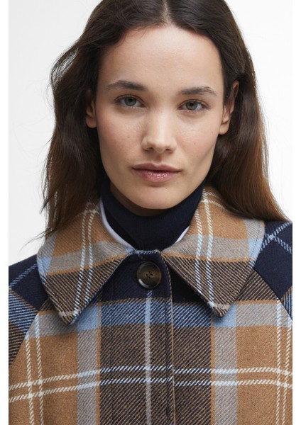 Kira Tartan Wool Palto BE31 Sky Dress Tartan/dark Navy