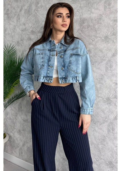 Cepli Crop Top Jean Kot Ceket