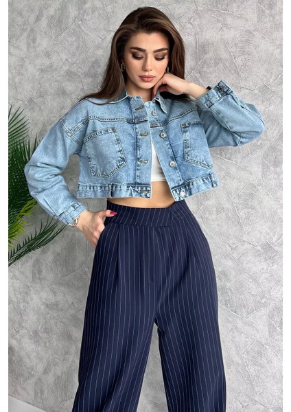 Cepli Crop Top Jean Kot Ceket