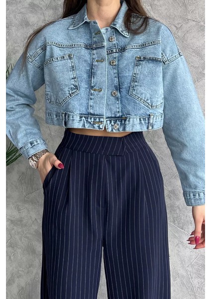 Cepli Crop Top Jean Kot Ceket