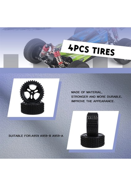 4pcs Lastikler A959-01 A959 A959-B A959-A 1/18 Rc Araba Parçaları (Yurt Dışından) fırsatları