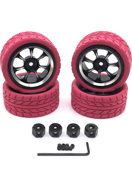 65MM Metal Jant Lastik Lastik Için 12MM Adaptör ile C14 C24 Mn D90 MN98 MN99S Mn-90 Rc Araba Yükseltme Parçaları, Pembe (Yurt Dışından)