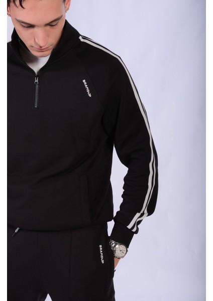 Regular Fit Hakim Yaka Şerit Detaylı Sweatshirt fiyatları