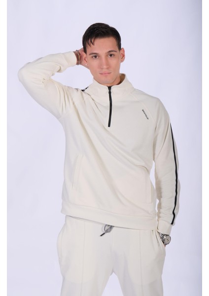 Regular Fit Hakim Yaka Şerit Detaylı Sweatshirt fiyatları