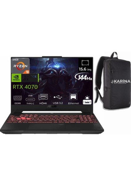 Tuf Gaming A15 Amd Ryzen 9 8945HS FA507UI-LP054-106 32GB 1tb RTX4070 W11PRO 15.6" Fhd Taşınabilir Bilgisayar