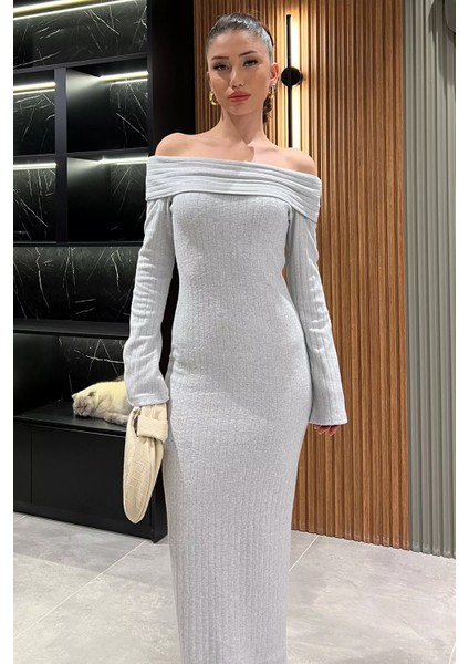 Madonna Yaka Kadın Uzun Elbise
