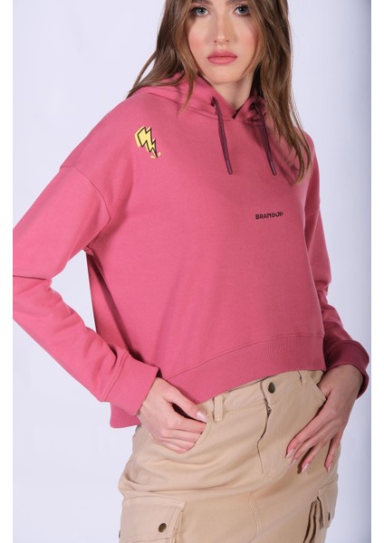 Eğlenceli Baskı Detaylı Oversize Kapüşonlu Sweatshirt