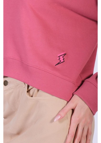 Eğlenceli Baskı Detaylı Oversize Kapüşonlu Sweatshirt