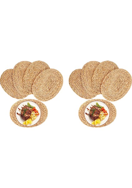 Oval Dokuma Amerikan Servisleri, Doğal Su Sümbülü Amerikan Servisleri, Hasır Örgülü Rattan 12X16 Inç 8 Paket (Yurt Dışından)
