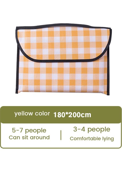 Piknik Mat Kamp Yürüyüş Taşınabilir Plaj Battaniyesi Katlanır Su Geçirmez Çim Ekipmanları, Sarı 2x1.8m (Yurt Dışından)