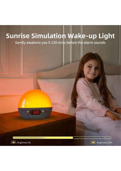 Yatak Odası Için Sunrise Çalar Saat Bluetooth Hoparlör 11 Beyaz Gürültü Ses Makinesi, Gün Batımı Gece Işığı Çocukları Uyandırır (Yurt Dışından) modelleri