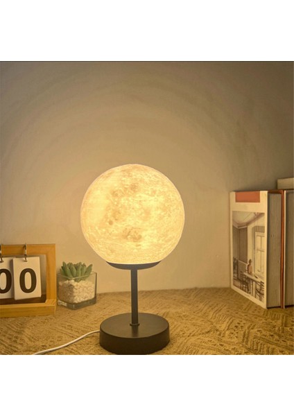 3D Ay Lambası Başucu Masası Kısılabilir Küçük Modern Yatak Odası Başucu LED Masa Lambası Gece Lambası (Yurt Dışından)